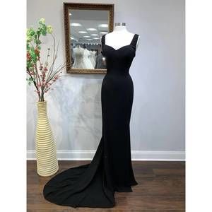 NEW SABOROMA sweetheart neck evening gown with slit in black